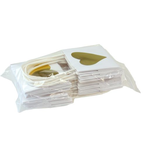 Prodotto Sacchetti regalo con cuori e manici oro bianco 10,5 cm 12 pz