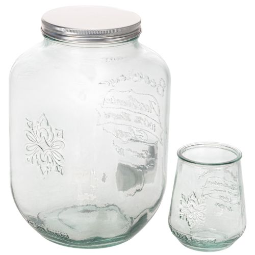 Set dispenser in vetro con rubinetto e 4 bicchieri H25,5cm | Floristik24.it