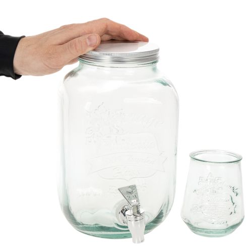 Set dispenser in vetro con rubinetto e 4 bicchieri H25,5cm | Floristik24.it
