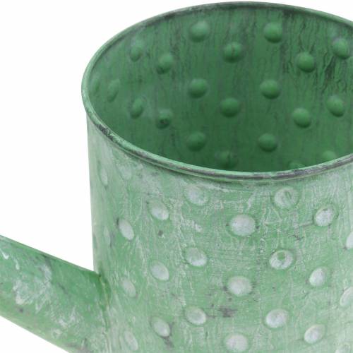 Floristik24 Annaffiatoio decorativo in metallo verde Ø12cm H13cm