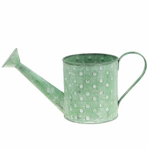 Floristik24 Annaffiatoio decorativo in metallo verde Ø12cm H13cm