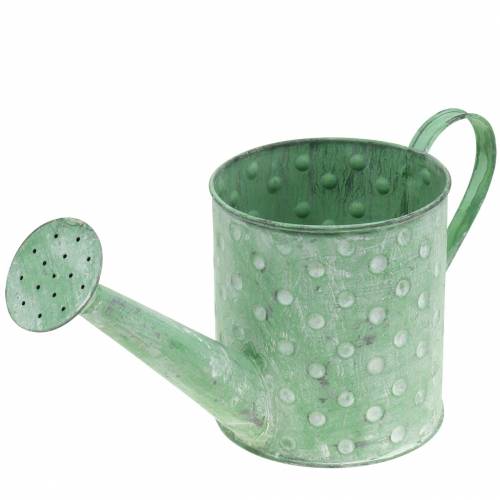 Floristik24 Annaffiatoio decorativo in metallo verde Ø12cm H13cm