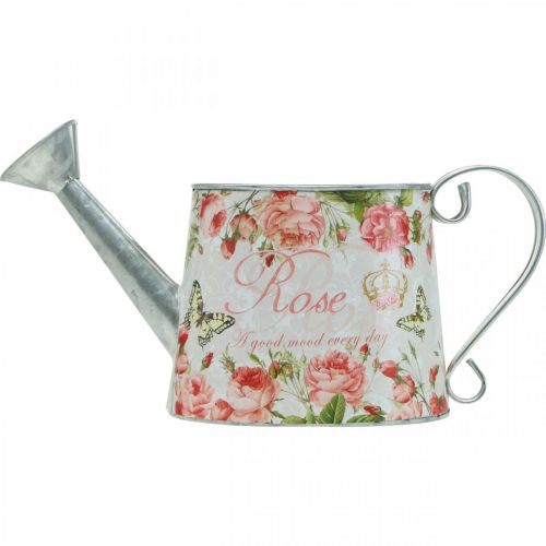 Prodotto Brocca decorativa nostalgica, brocca in metallo, fioriera con rose H15,5 cm L28,5 cm