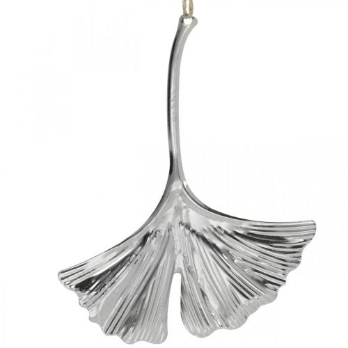 Floristik24 Ciondolo decorativo foglia di ginkgo, decorazione in metallo, Avvento, decorazione autunnale argento L12cm 12pz
