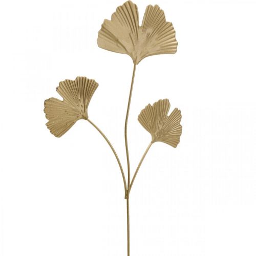 Floristik24 Tappo decorativo in metallo con ramo di Ginkgo Ginkgo Golden 14×28 cm 6 pz