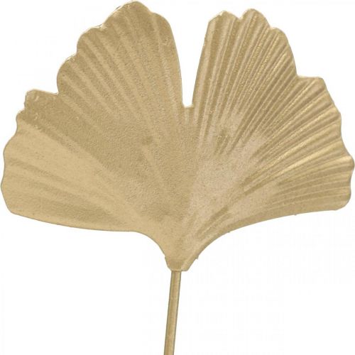 Floristik24 Tappo decorativo in metallo con ramo di Ginkgo Ginkgo Golden 14×28 cm 6 pz
