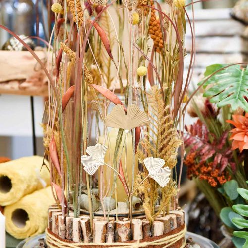 Floristik24 Tappo decorativo in metallo con ramo di Ginkgo Ginkgo Golden 14×28 cm 6 pz