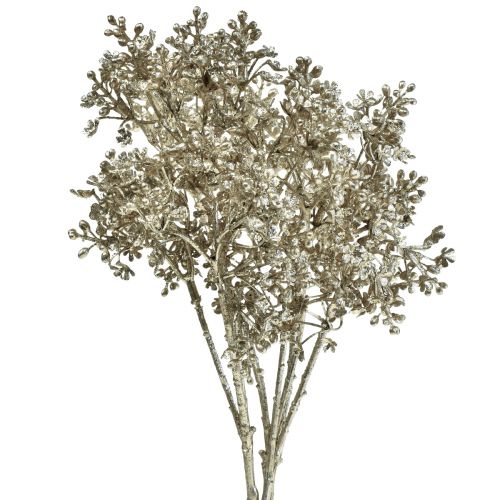 Floristik24 Erba di gesso Gypsophila Piante artificiali Metallic L38cm 3 pezzi