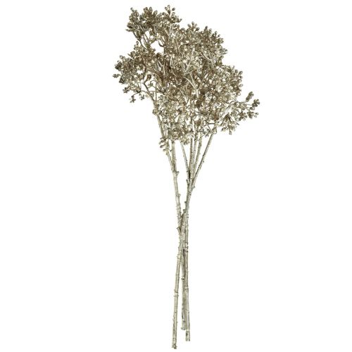 Prodotto Erba di gesso Gypsophila Piante artificiali Metallic L38cm 3 pezzi