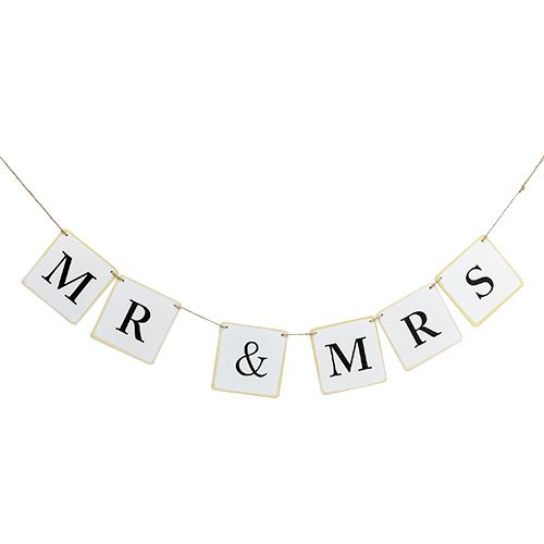 Floristik24 Ghirlanda "Mr & Mrs" 85cm Bianco 1pz
