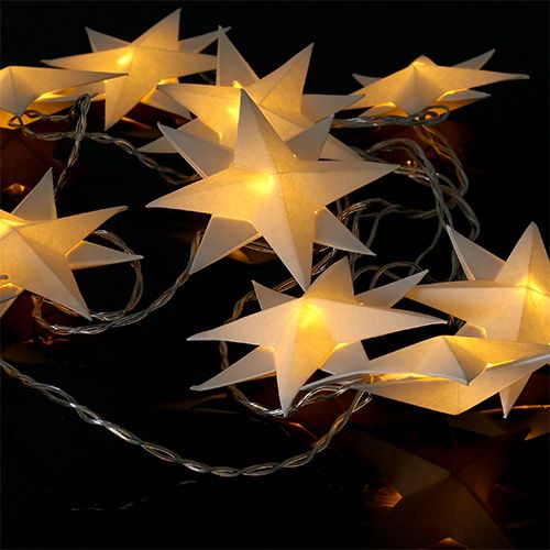 Floristik24 Ghirlanda con stelle di carta 12 luci bianco caldo 220cm