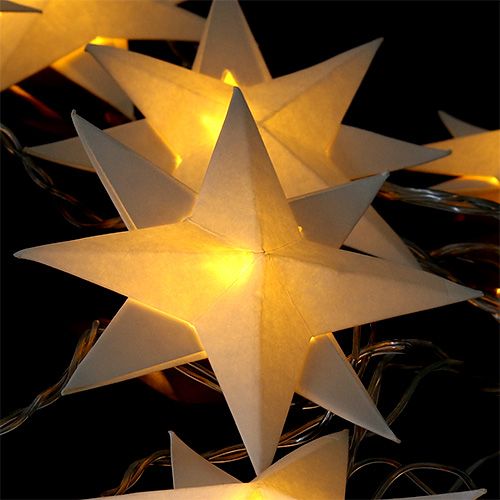Floristik24 Ghirlanda con stelle di carta 12 luci bianco caldo 220cm
