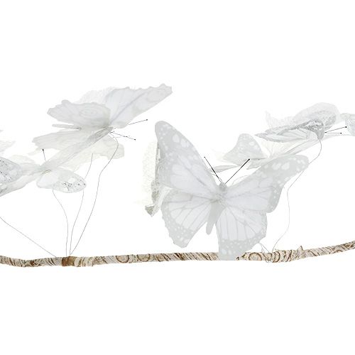 Floristik24 Ghirlanda con farfalle bianche 154 cm