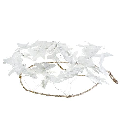 Floristik24 Ghirlanda con farfalle bianche 154 cm