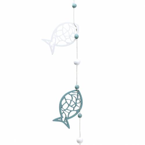 Floristik24 Ghirlanda decorativa pesce marittimo e perle blu bianco 120cm