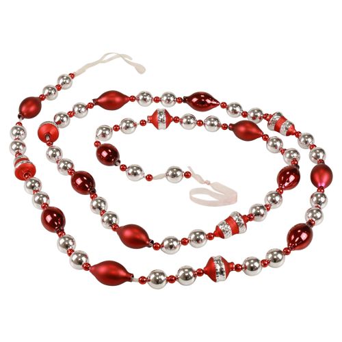 Floristik24 Ghirlanda natalizia decorazione in vetro rosso argento decorazione per finestra 200 cm