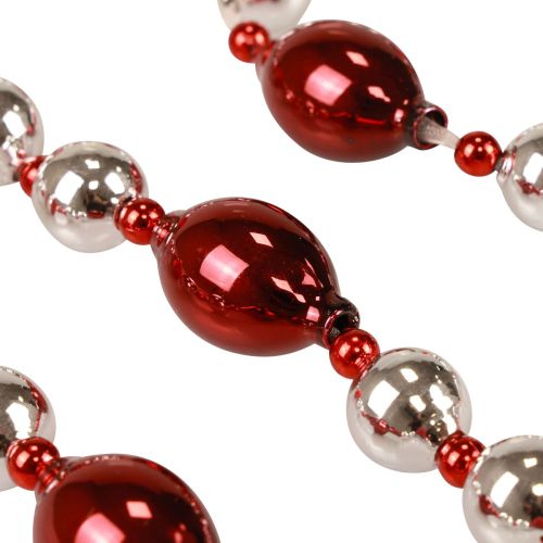 Floristik24 Ghirlanda natalizia decorazione in vetro rosso argento decorazione per finestra 200 cm