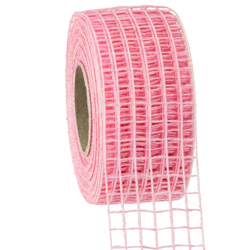 Floristik24 Nastro a griglia 4,5 cm x 10 m rosa