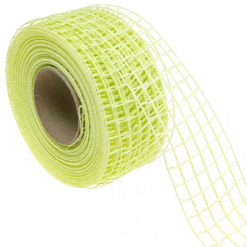 Floristik24 Nastro reticolare nastro decorativo nastro adesivo giallo lime 4,5 cm x 10 m