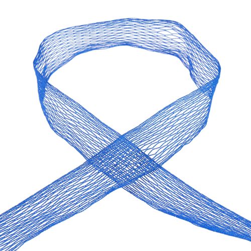 Prodotto Nastro in rete, nastro a griglia, nastro decorativo, blu, rinforzato con filo metallico, 50 mm, 10 m