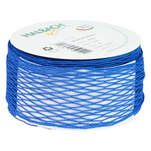 Prodotto Nastro in rete, nastro a griglia, nastro decorativo, blu, rinforzato con filo metallico, 50 mm, 10 m