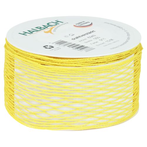 Prodotto Nastro in rete, nastro a griglia, nastro decorativo, giallo, rinforzato con filo metallico, 50 mm, 10 m