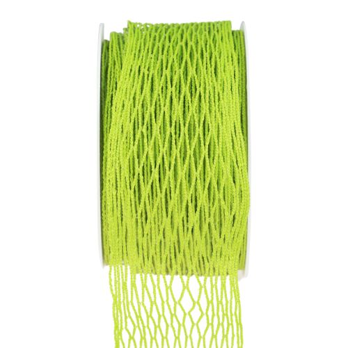 Nastro a rete, nastro a griglia, nastro decorativo, verde, rinforzato con filo metallico, 50 mm, 10 m