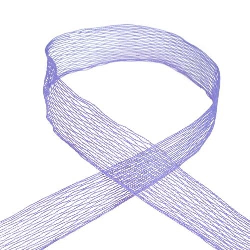 Prodotto Nastro a rete, nastro a griglia, nastro decorativo, viola, rinforzato con filo metallico, 50 mm, 10 m