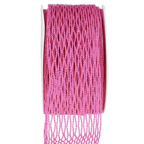 Floristik24 Nastro a rete, nastro a griglia, nastro decorativo, rosa, rinforzato con filo metallico, 50 mm, 10 m