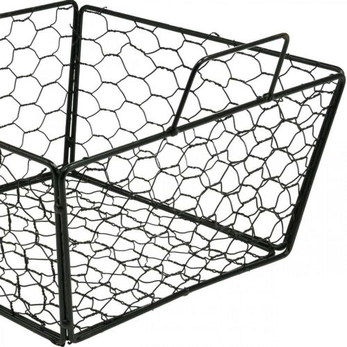 Prodotto Cesto in filo metallico con manico cesto di fiori cesto in rete metallica nero L27cm