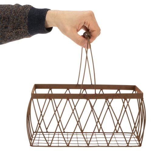 Cestino in filo metallico, effetto ruggine, 28x13,5x14 cm, 2 pezzi | Floristik24.it