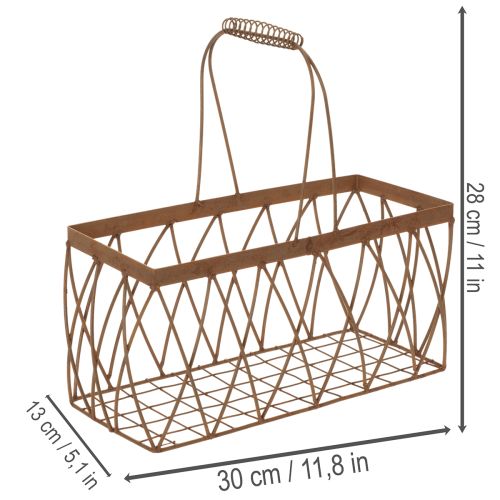 Cestino in filo metallico, effetto ruggine, 28x13,5x14 cm, 2 pezzi | Floristik24.it