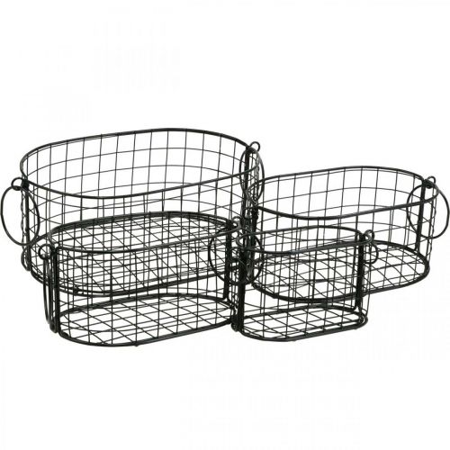 Cestino in filo metallico con manici in metallo nero 17-32 cm set da 4