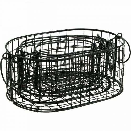 Prodotto Cestino in filo metallico con manici in metallo nero 17-32 cm set da 4