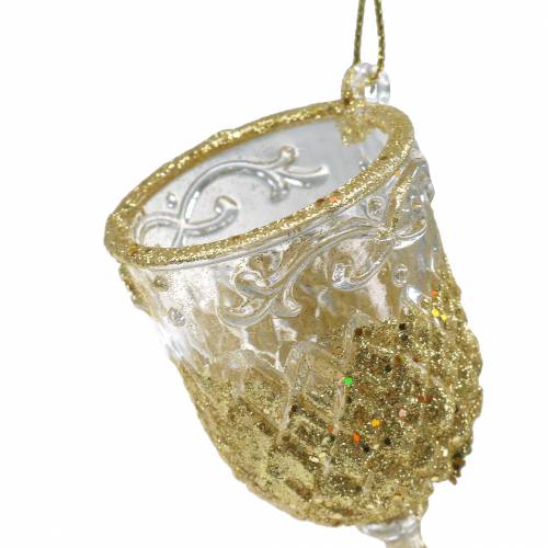 Floristik24 Bicchiere di champagne da sospendere Oro scintillante 10cm 4 pezzi