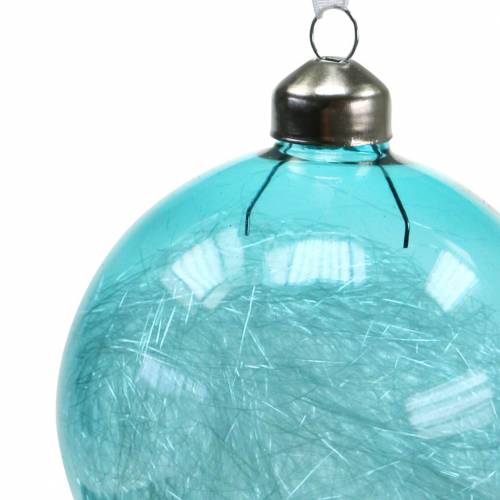 Floristik24 Palla di Natale in vetro blu, bianco Ø8cm assortiti 12 pezzi