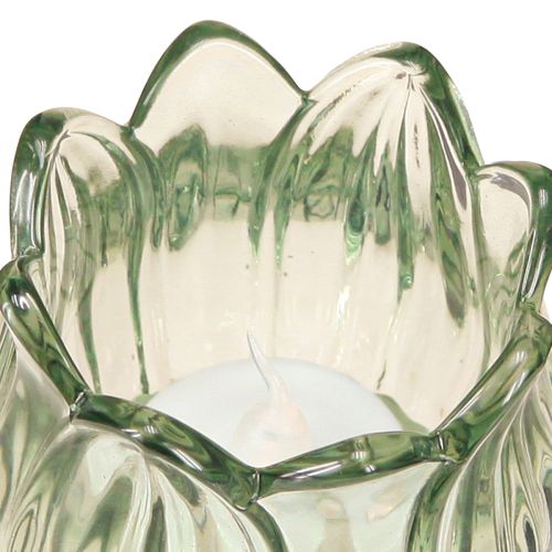Prodotto Portacandele in vetro portacandele tulipano verde Ø7cm H7cm 2pz
