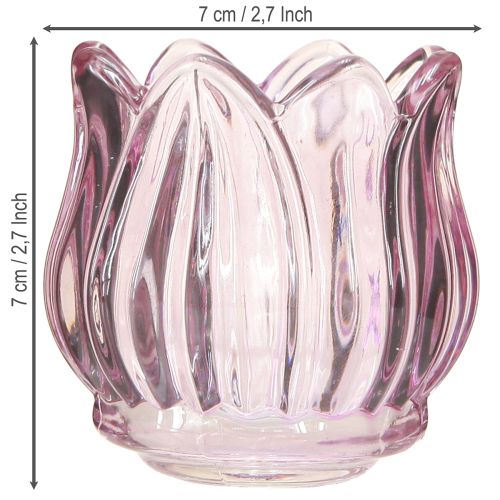 Prodotto Portacandele in vetro portacandele tulipano viola Ø7cm H7cm 2pz