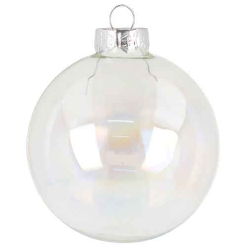 Palline di Natale in vetro, trasparenti iridescenti, 7,5 cm, 12 pezzi