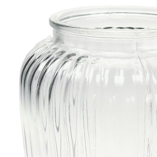 Floristik24 Vaso in vetro a coste Ø15cm H19.5cm