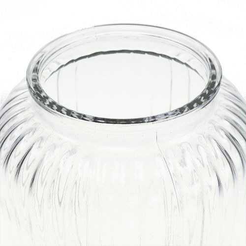 Floristik24 Vaso in vetro a coste Ø15cm H19.5cm