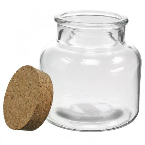 Floristik24 Bicchiere con coperchio in sughero decorazione in vetro e sughero trasparente Ø12cm H12,5cm