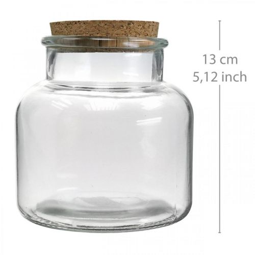 Prodotto Bicchiere con coperchio in sughero decorazione in vetro e sughero trasparente Ø12cm H12,5cm