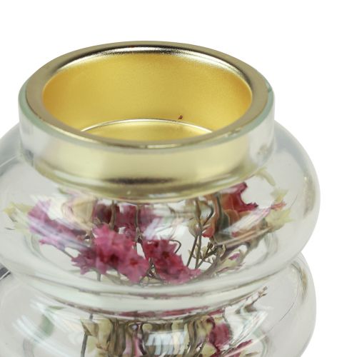 Floristik24 Portacandele decorativo in vetro con decorazione a secco per LED H8,5 cm 4 pezzi