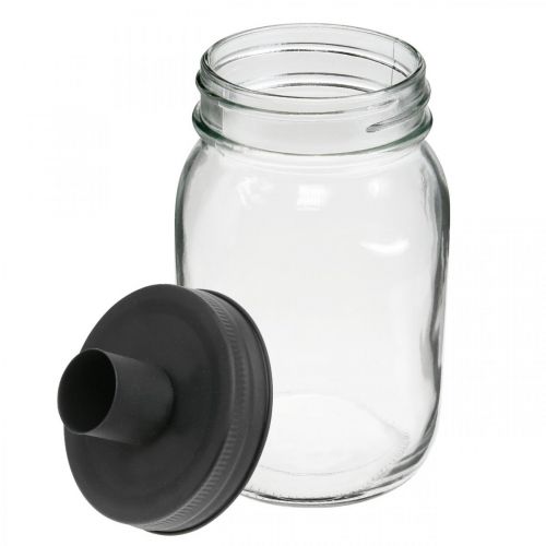 Floristik24 Vetro decorativo con portacandele decorazione da tavola nera Ø8.5cm H16cm 2pz