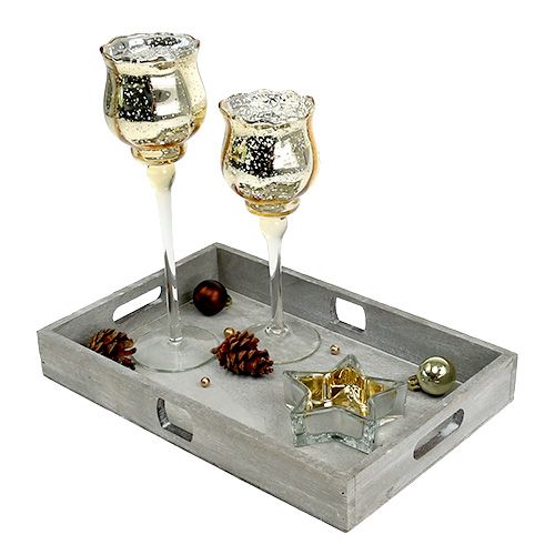 Floristik24 Vassoio decorativo con candele in vetro oro