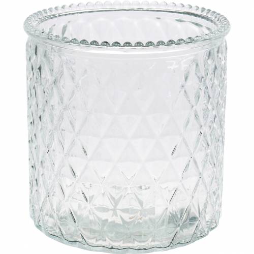 Floristik24 Vaso decorativo in vetro diamantato in vetro trasparente vaso di fiori 2 pezzi