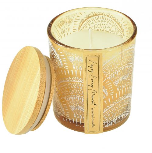 Prodotto Candele profumate in vetro con coperchio in legno di sandalo H8,5 cm 3 pz