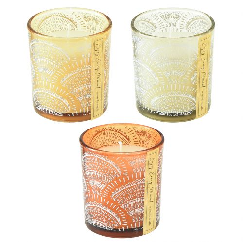 Prodotto Candele profumate in vetro con coperchio in legno di sandalo H8,5 cm 3 pz