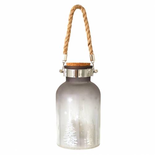Floristik24 Vetro di Natale con 4 LED e paesaggio invernale 19,5 cm